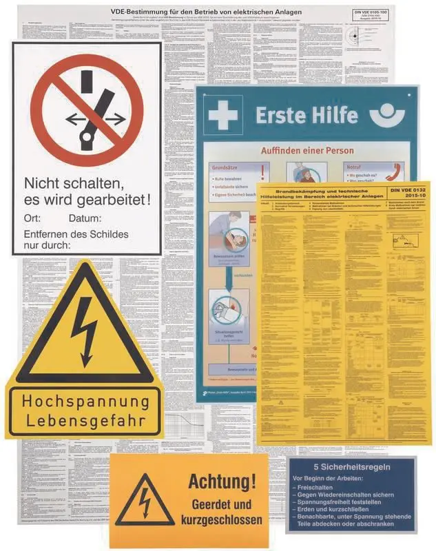 Produktfoto 1 von Warn-/Hinweisschildersatz Kunststoff für elektrische Anlagen