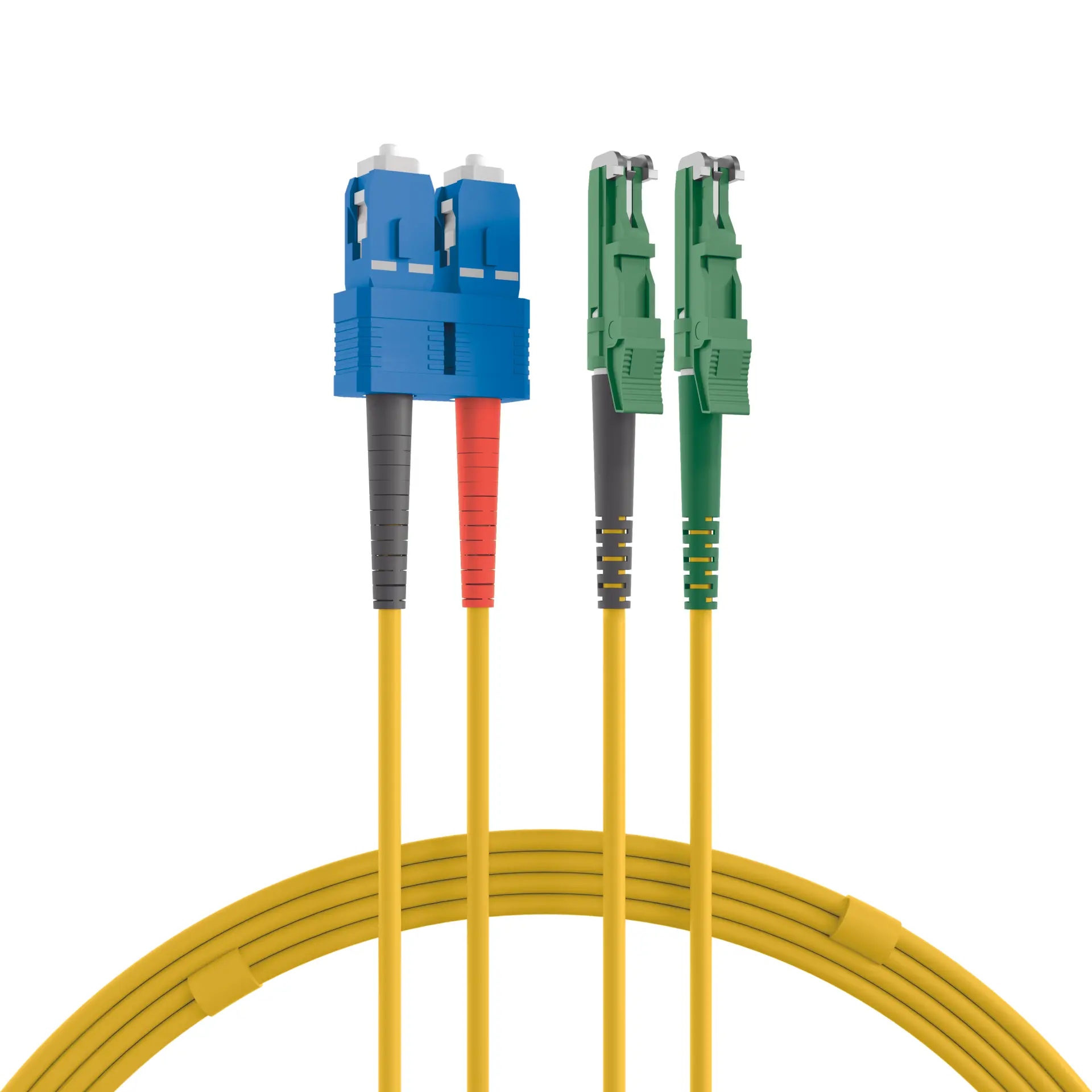 Produktfoto 1 von Duplex Jumper E2000 APC8°-SC 9/125µ 1m OS2 LSZH gelb 3mm