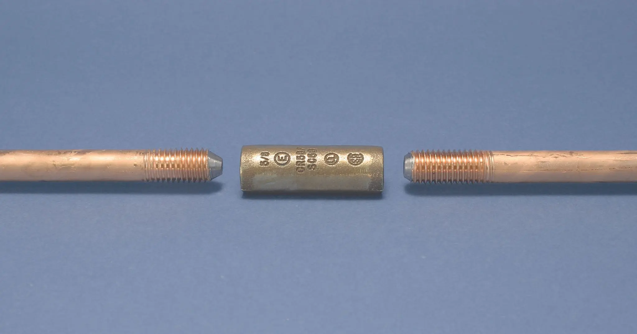 Produktfoto 1 von Threaded Coupler for Copper-Bonded Earth Rod, Sectional, Bronze, 19,05 mm dia