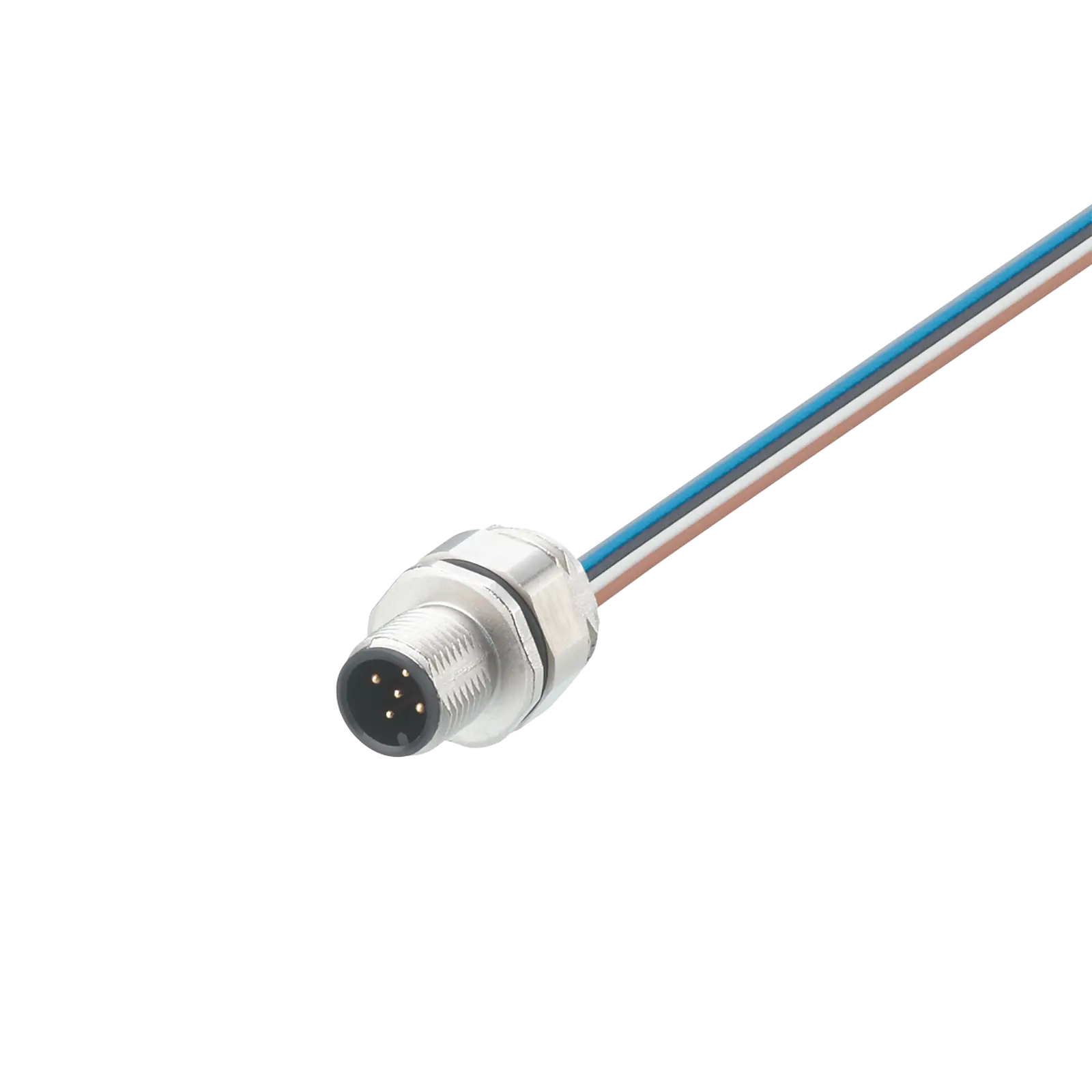Produktfoto 1 von Einbaustecker <125VAC 0,5m PVC Gehäuse Zinkdruckguss vernickelt IP68