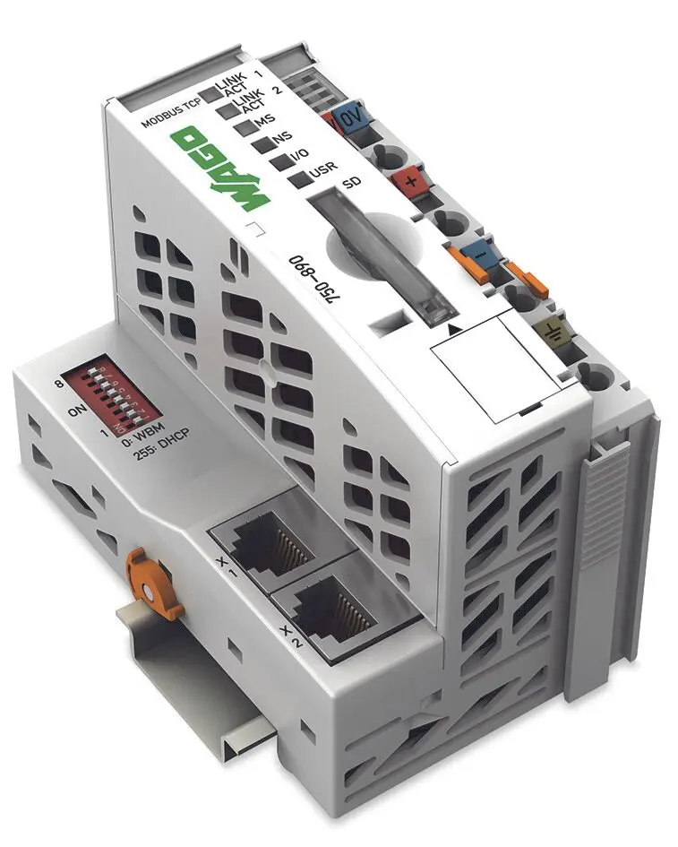 Produktfoto 1 von Controller Modbus TCP,4. Generation,2 x ETHERNET, SD-Karten-Steckplatz