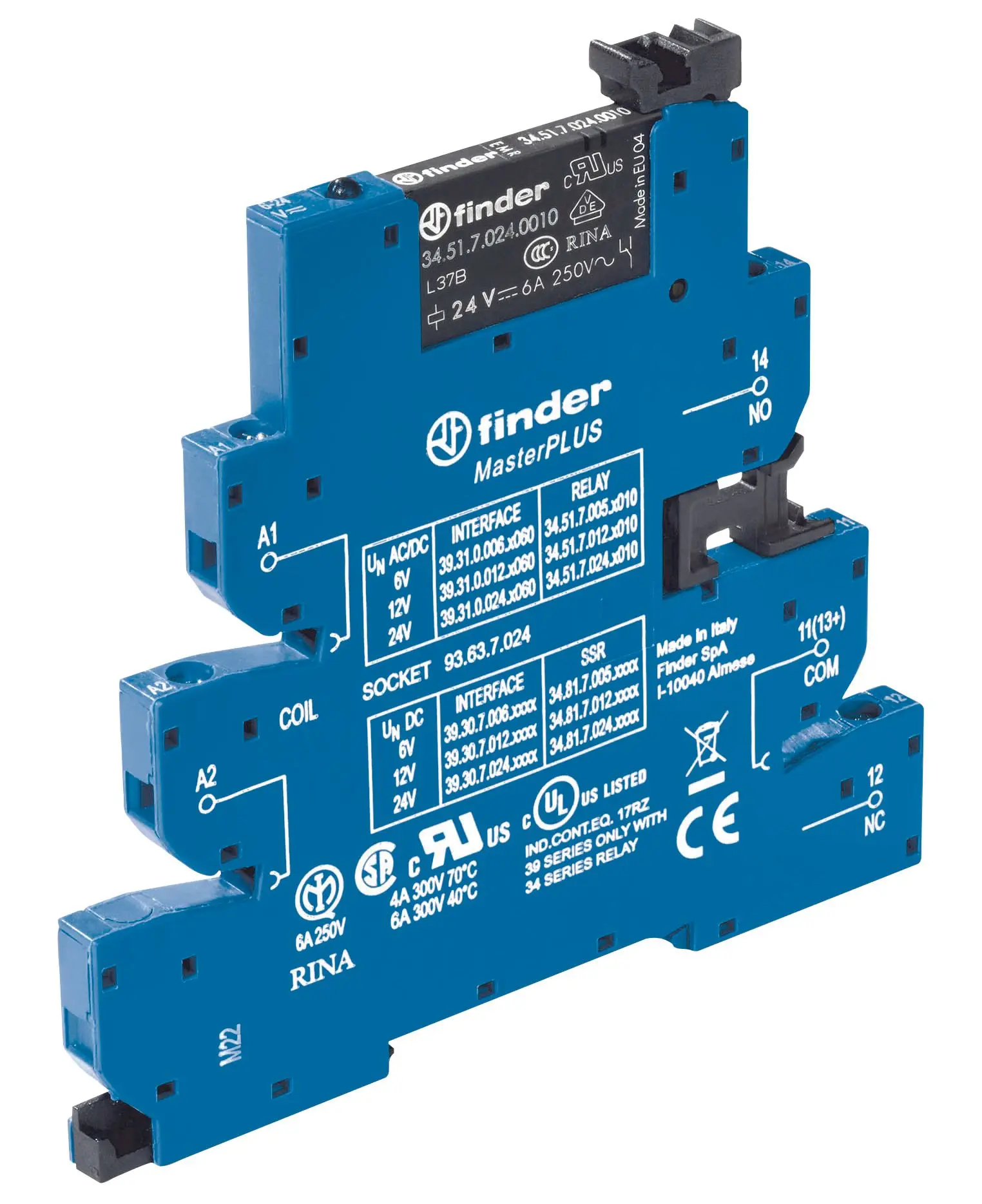 Produktfoto 1 von Koppelrelais-MasterPlus Schraubanschluss 1We 6A 12VAC/DC