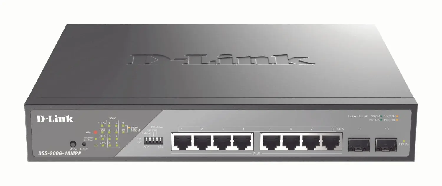 10-Port Desktop Gigabit PoE Surveillance Switch 8x 10/100/1000Mbit/s TP (RJ-45)