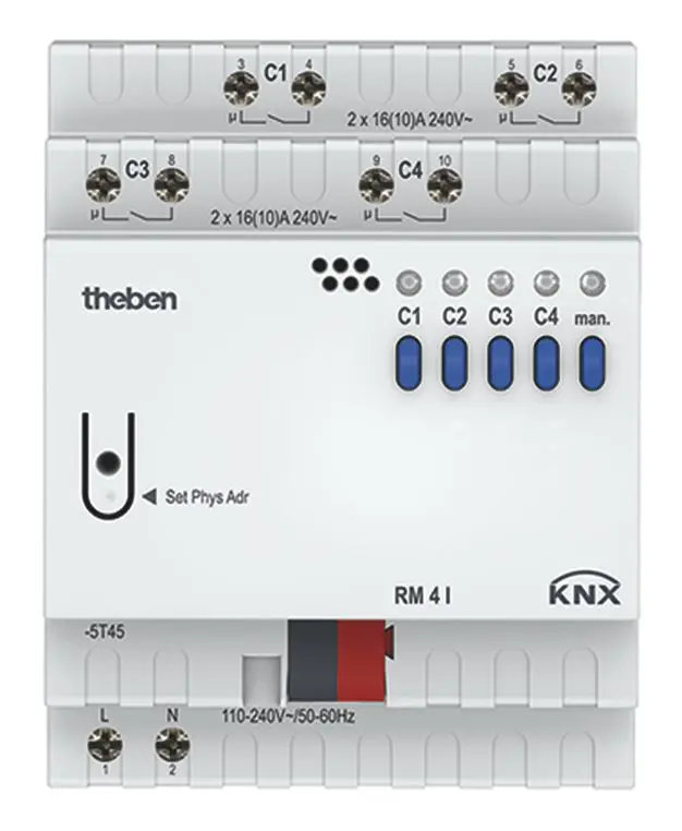 Produktfoto 1 von 4-fach Schaltaktor 16 A C-Last 200 µF, KNX TP, Data Secure