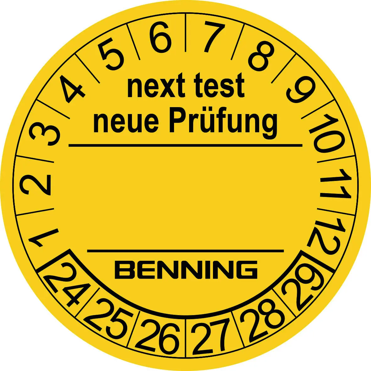 Produktfoto 1 von 300xPrüfplaketten D30mm gelb 12Monate 6Jahre selbstklebend