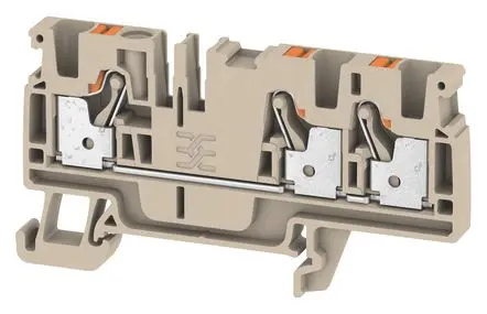 Produktfoto 1 von Durchgangs-Reihenklemme, PUSH IN, 4 qmm, 8 V, 32 A, Anzahl Anschlüsse: 3