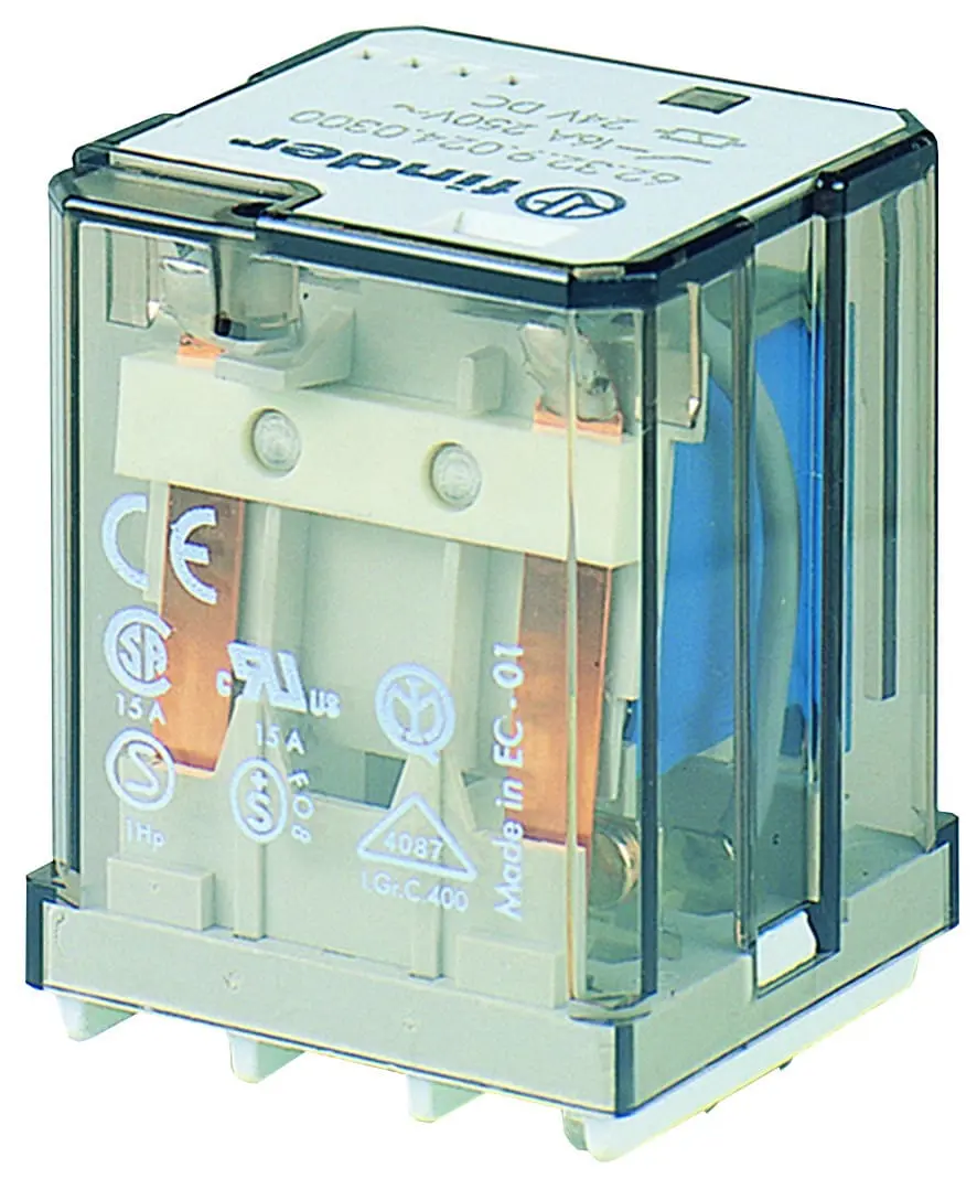 Produktfoto 1 von Relais mit Steckanschlüssen, 2 Wechsler 16 A, Spule 24 V DC
