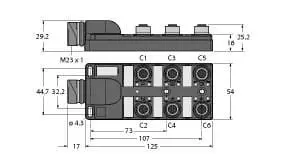 Produktfoto 1 von Passiver Aktuator-/Sensor-Verteiler M12 x 1 6-fach, mit M23-Steckverbinder