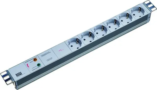 Produktfoto 1 von 19" 1HE 6xSchuko 1xGVS Strom 2m Schuko