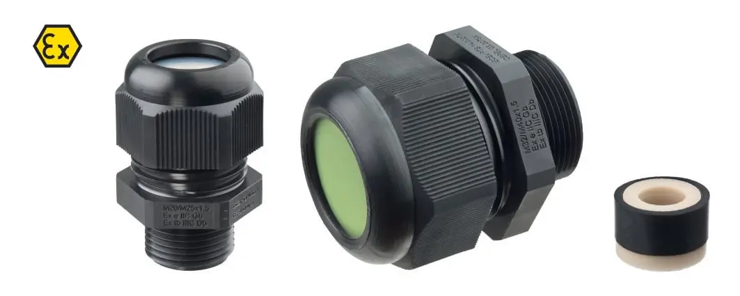 Produktfoto 1 von Ex-Erweiterungskabelverschraubung M25 schwarz L15,5mm IP66 Gew.lang -40-70°C