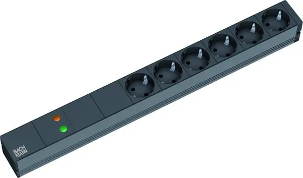 Produktfoto 1 von 19" 1HE 6xSchuko 1xGVS Strom 2m Schuko schwarz