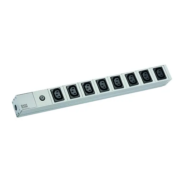 Produktfoto 1 von 19" 1HE 8xIEC 1xFUSE 10A Strom 2m Schuko