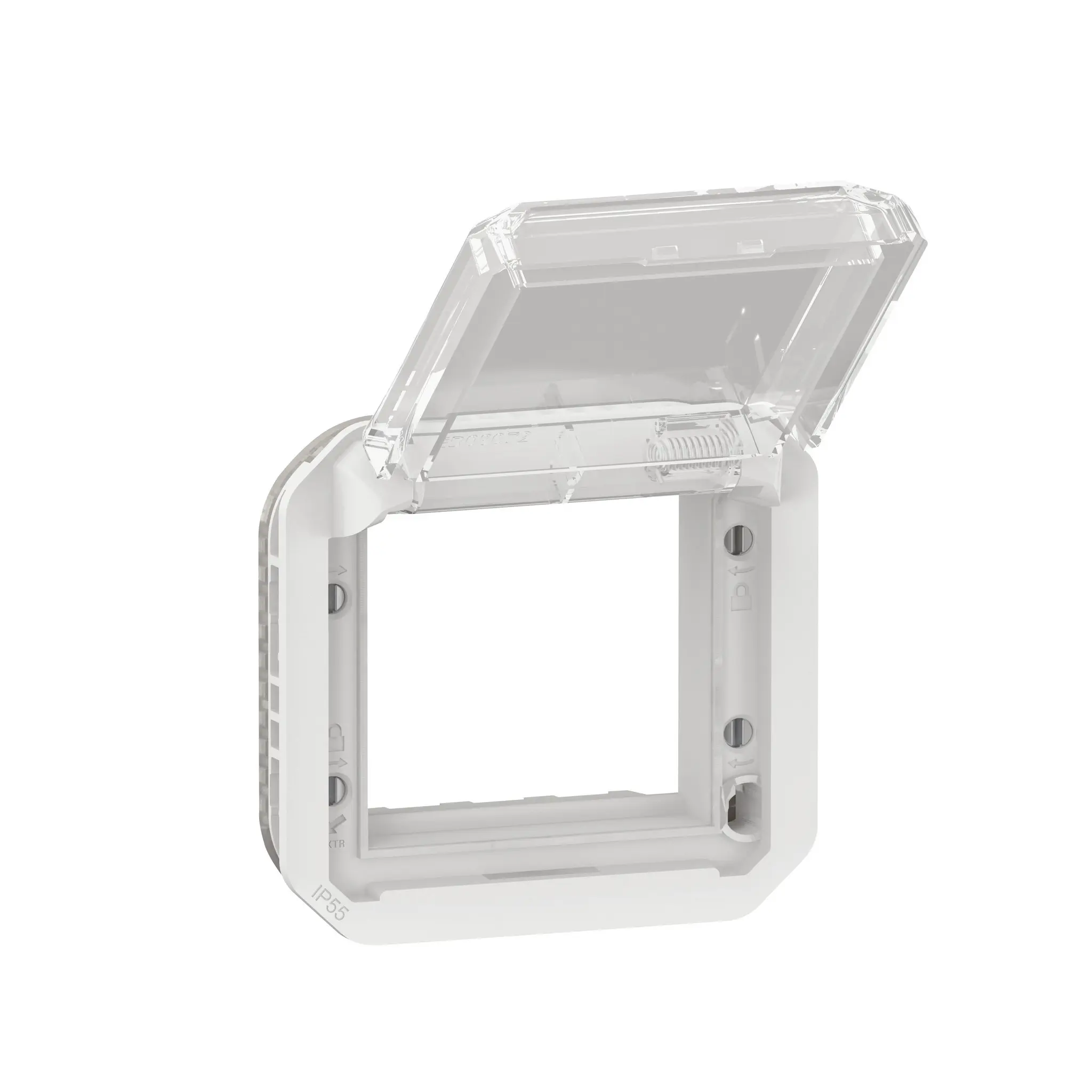 Produktfoto 1 von Plexo New Einsatz Mosaic Adapter mit transparentem Klappdeckel Ultraweiß