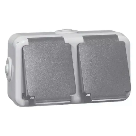 Produktfoto 1 von Steckdose SCHUKO 2fach, grau