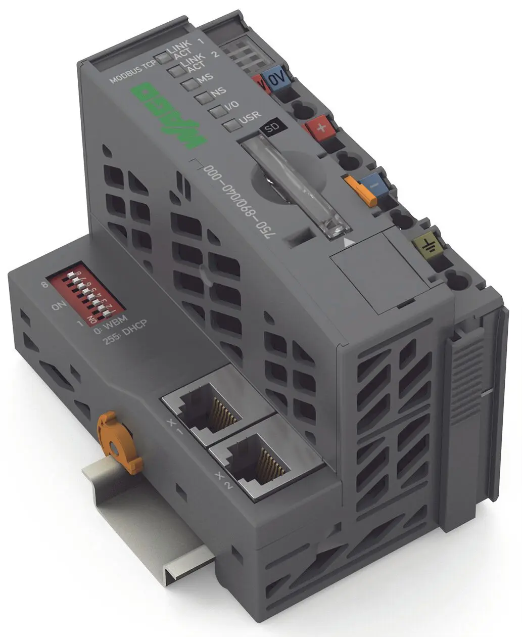 Produktfoto 1 von Controller Modbus TCP,4. Generation,2 x ETHERNET, SD-Karten-Steckplatz