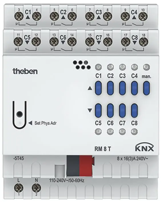 Produktfoto 1 von 8/4-fach KNX-Kombiaktor 16 A 140 µF, KNX TP, Data Secure