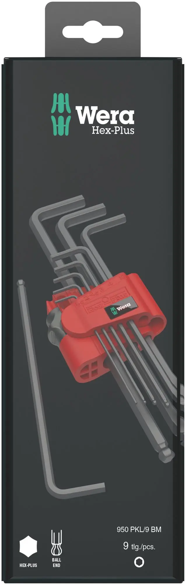 Produktfoto 1 von 9 Hex-Plus Winkelschlüssel im zweikomponentigen Clip 950 PKL/9 BM SB 9