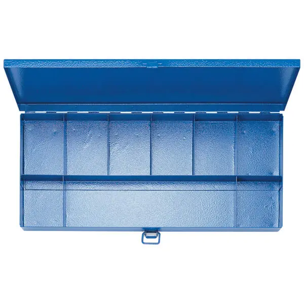 Produktfoto 1 von Stahlblechkasten ohne Inhalt, 8 kleinere u. 1 größeres Leerfach, 370x160x40mm