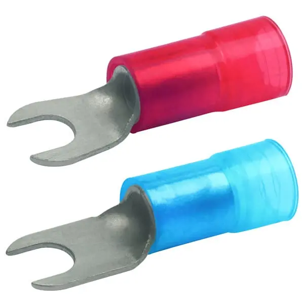 Produktfoto 1 von Quetschkabelschuh,isoliert,10qmm,M6, E-Cu,galvanisch verzinnt,Gabelform