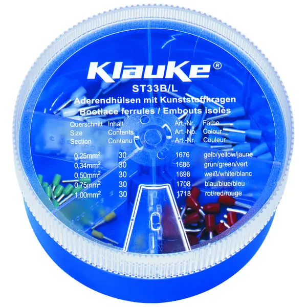 Produktfoto 1 von Streudose, bestueckt mit isolierten Aderendhuelsen von 0,25qmm bis 1qmm