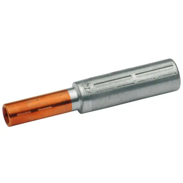Al-Cu-Pressverbinder,von Al 50qmm rm/sm auf Cu 16qmm rm/sm,Al99,5/E-Cu,blank