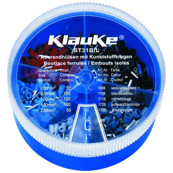 Produktfoto 1 von Streudose, bestueckt mit isolierten Aderendhuelsen von 0,5qmm bis 2,5qmm