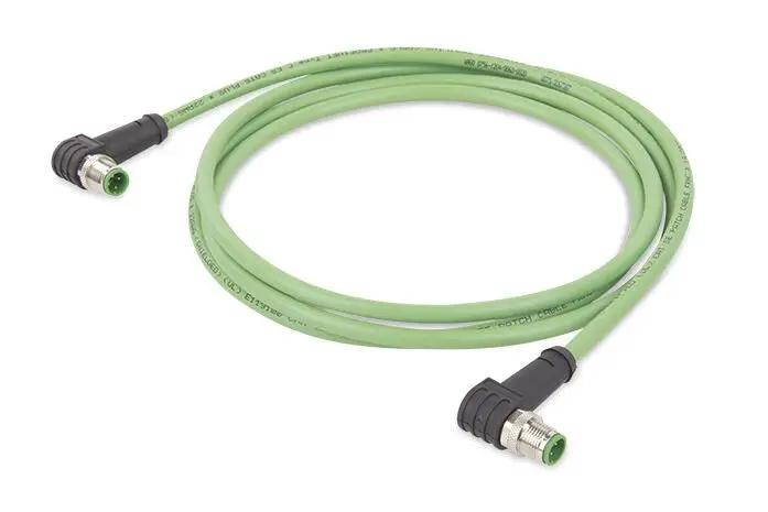 Produktfoto 1 von ETHERNET-Leitung,M12D-Stecker,winklig, M12D-Stecker, winklig,grün