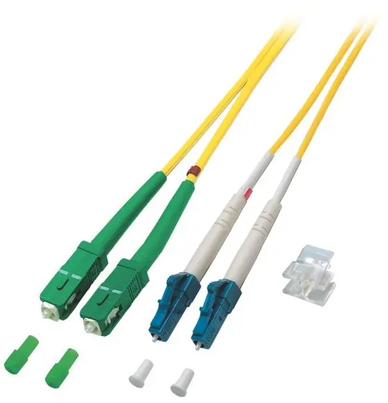 Duplex Jumper LC-SC/APC8° 9/125µ 10m OS2 LSZH gelb