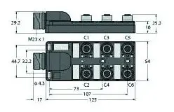 Produktfoto 1 von Passiver Aktuator-/Sensor-Verteiler M12 x 1 6-fach, mit M23-Steckverbinder