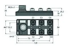 Produktfoto 1 von Passiver Aktuator-/Sensor-Verteiler M12 x 1 6-fach, mit M23-Steckverbinder