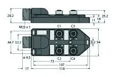 Produktfoto 1 von Passiver Aktuator-/Sensor-Verteiler M12 x 1 4-fach, mit M23-Steckverbinder