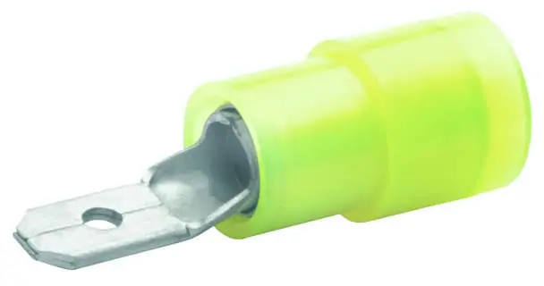 Produktfoto 1 von Flachstecker,isoliert,4qmm-6qmm, 4,8mmx0,8mm,CuZn,galvanisch verzinnt,gel