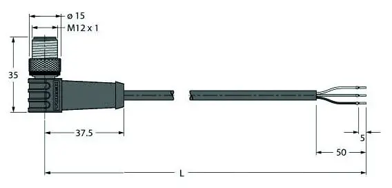 Produktfoto 1 von Anschlussleitung Stecker M12x1, Hochtemperaturfest