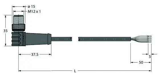Produktfoto 1 von Anschlussleitung Stecker M12x1, Hochtemperaturfest