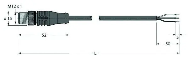 Produktfoto 1 von Anschlussleitung Stecker M12x1, Hochtemperaturfest