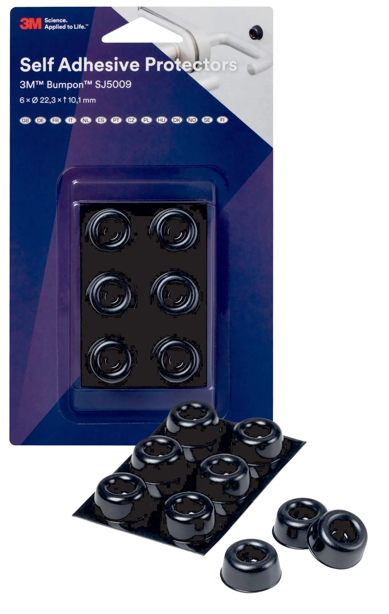 Produktfoto 1 von Bumpon SJ5009BL Elastikpuffer Mini- Pack, Schwarz, 6 Stück