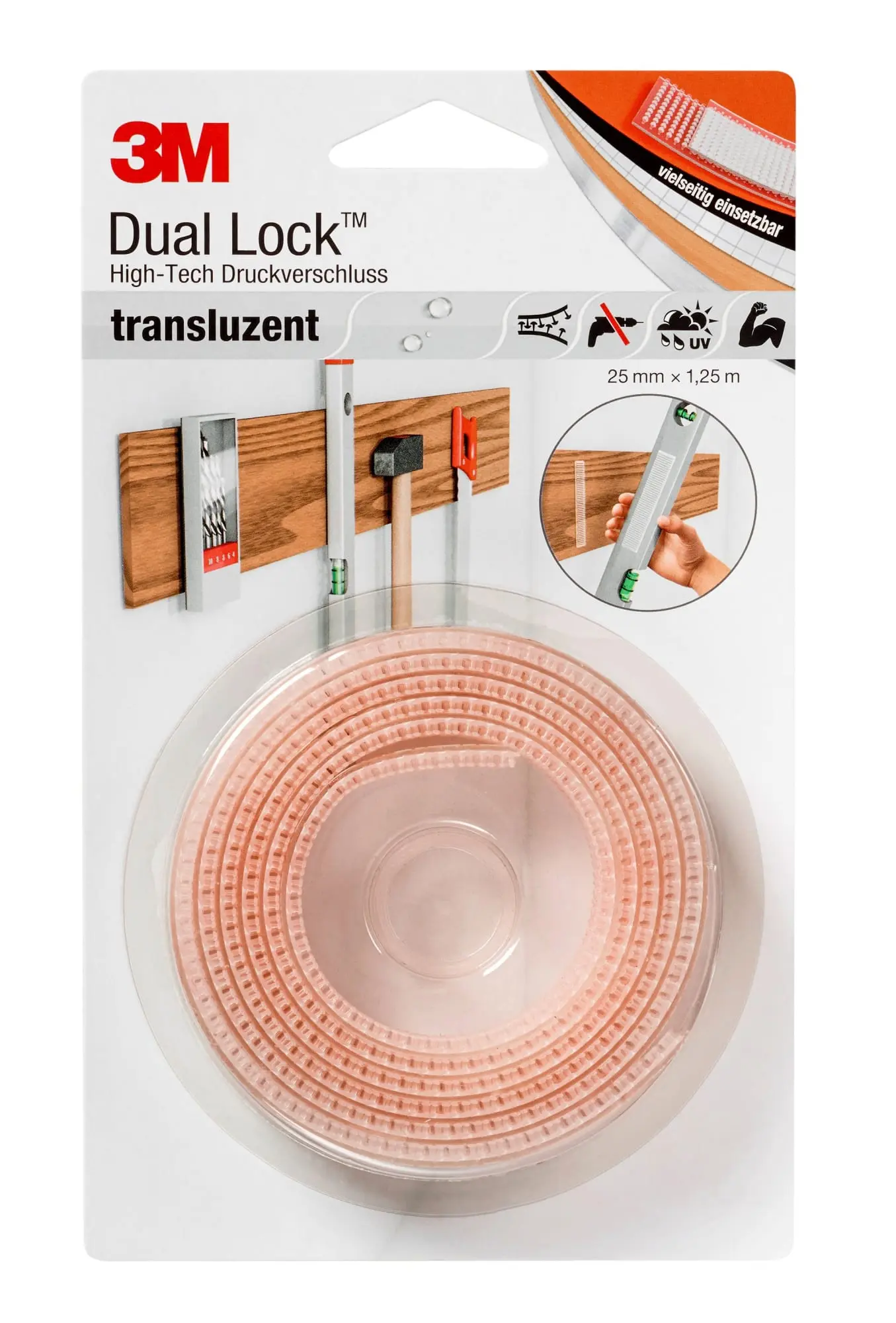 Produktfoto 1 von SJ 3560 DUAL LOCK transluzent Klebe-Klet 25,4mmx1,25m Kurzrolle