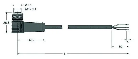 Anschlussleitung Kupplung M12x1, Hochtemperaturfest