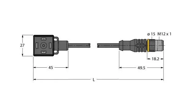 Produktfoto 1 von Ventilsteckverbinder Bauform A, Verbindungsleitung