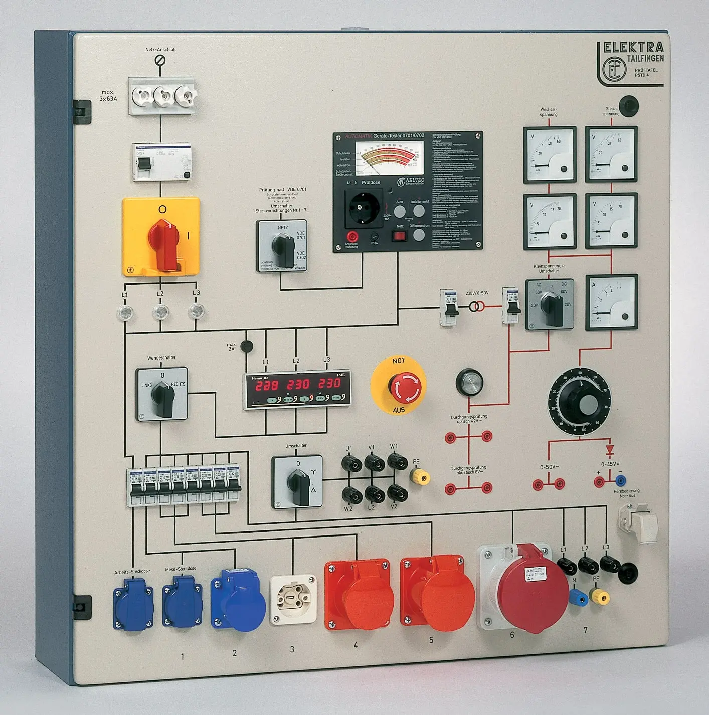 Produktfoto 1 von Prüftafel PSTD 4 O m.digitalem Multif.messg. Ausf. o.Gerätet. DIN VDE 0