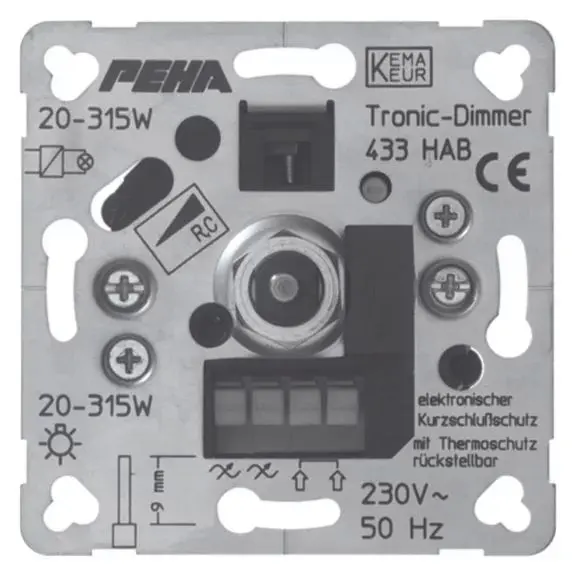 Produktfoto 1 von Dimmer 315 W Unterputz Phasenabschnitt Druck-Aus-/Wechselschalter