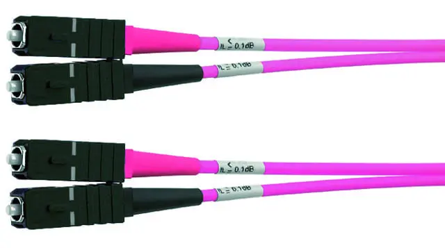 Produktfoto 1 von Duplex-Rangierkabel 50/125 OM4, L=10m 4xSC Stecker, schwarz, Kabel violett