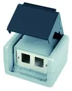 Produktfoto 1 von Gehäuse AP IP44,75x86x58,grau mit Mont-Einsatz für 2xAMJ-Modul