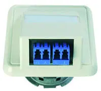 Produktfoto 1 von LWL-Anschlussdose OAD/S, komplett m.2xLC Dupl.Ker./blau,Abdeckr.alpinweiß