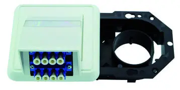Produktfoto 1 von LWL-Anschlussdose OAD, komplett m. 2xLC Quad Ker. blau, Abdeckg.alpinw.