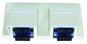 Produktfoto 1 von LWL-Anschlussdose OAD, komplett m. 4xSC Duplex Ker. blau, Abdeckg.alpinw.