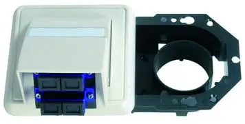 Produktfoto 1 von LWL-Anschlussdose OAD, komplett m. 2xSC Duplex Ker. blau, Abdeckg.alpinw.