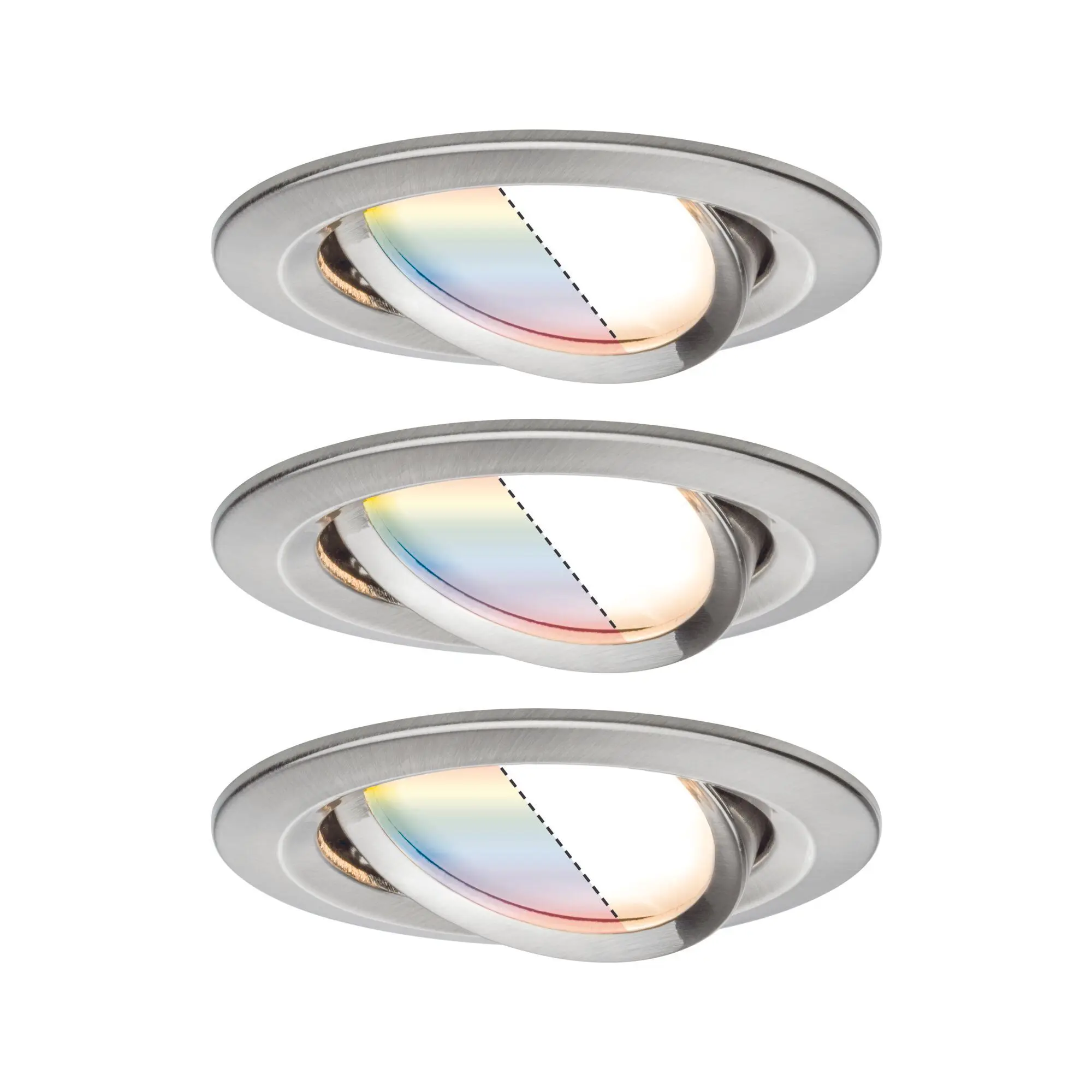 Produktfoto 1 von EBL Set Nova Plus ZB Coin RGBW rd schwLED 3x7W 230V 51mm Eisen geb/Alu Zin