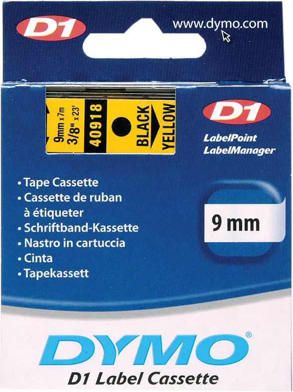 Produktfoto 1 von D1-Schriftband LabelManager 9mmx7m Poly wieder abl. sw auf gelb