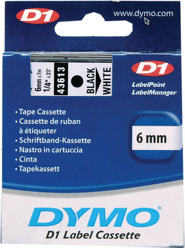 D1-Schriftband LabelManager 6mmx7m Poly wieder abl. sw auf gelb